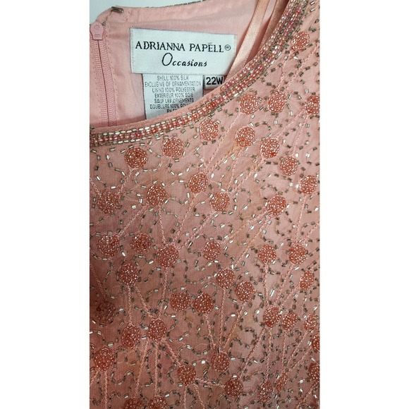 Adrianna Papell Embellished Sea Pink Silk Party Blouse 22W - Picture 3 of 5